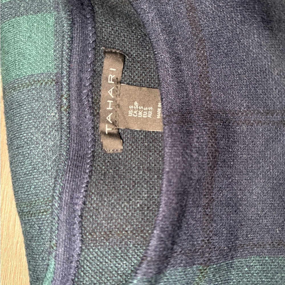 Tahari Women's Crewneck Sweater - Navy and Teal Plaid - Picture 15 of 15